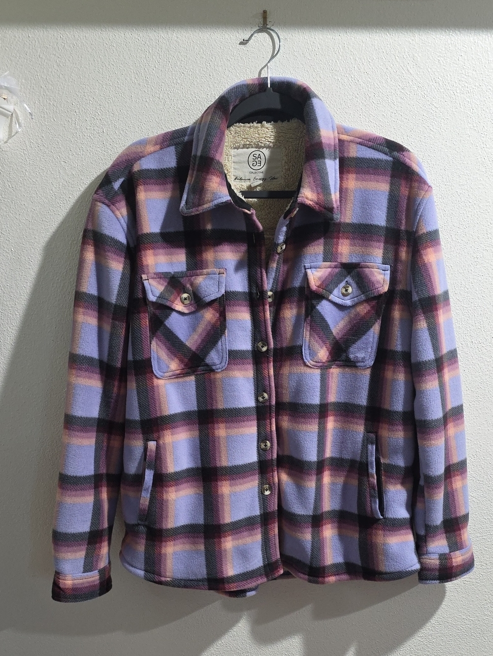 Sage Collective Sherpa Lined Fleece Shirt/Shacket